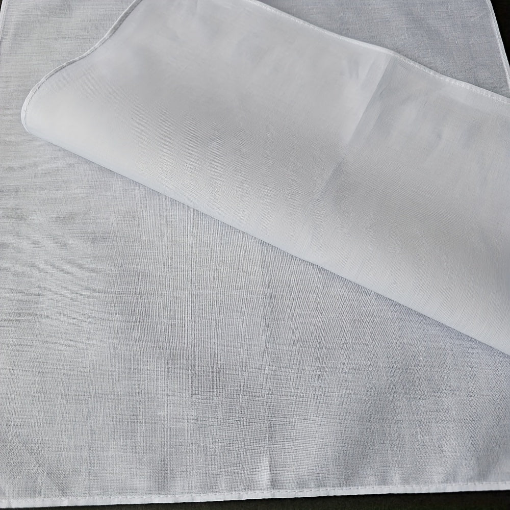 Set of 6 White Cotton Handkerchiefs 11-Inch for DIY Projects School
