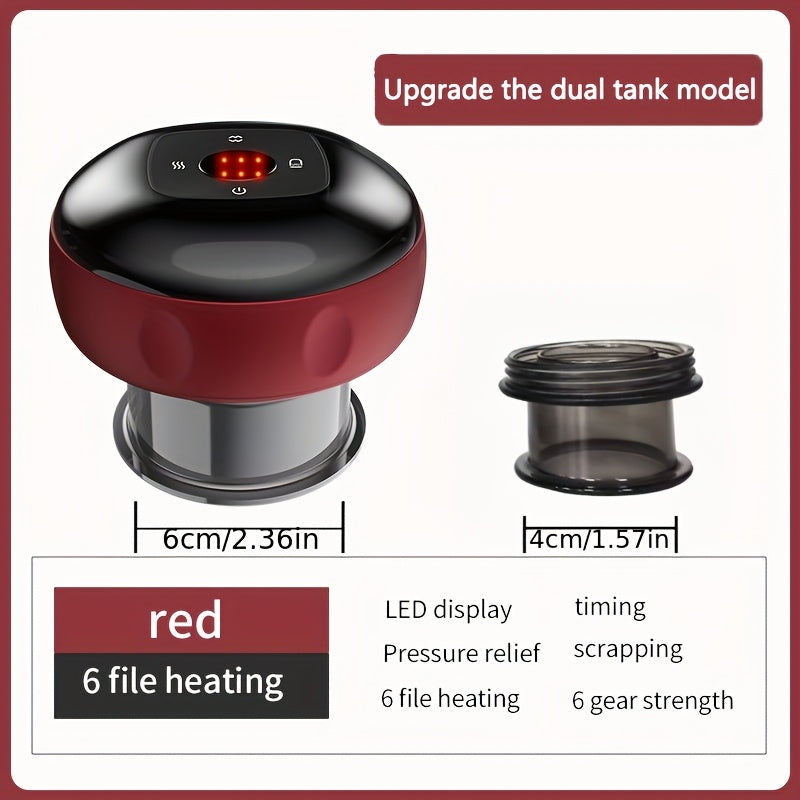Portable Cupping Massager with LED Display USB Rechargeable 6-Speed Heating for Muscle Relaxation