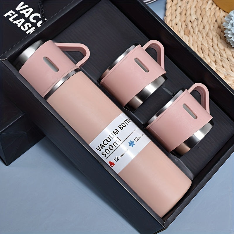 16.9oz Stainless Steel Vacuum Flask Set for Hot Cold Drinks Outdoor Office Leisure