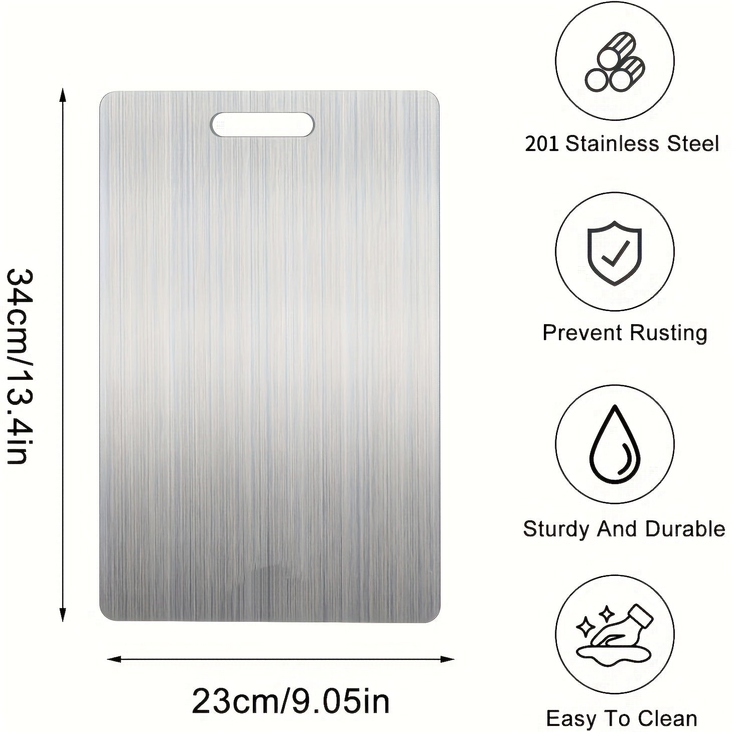 Stainless Steel Double-Sided Cutting Board for Food Prep and Dough Kneading