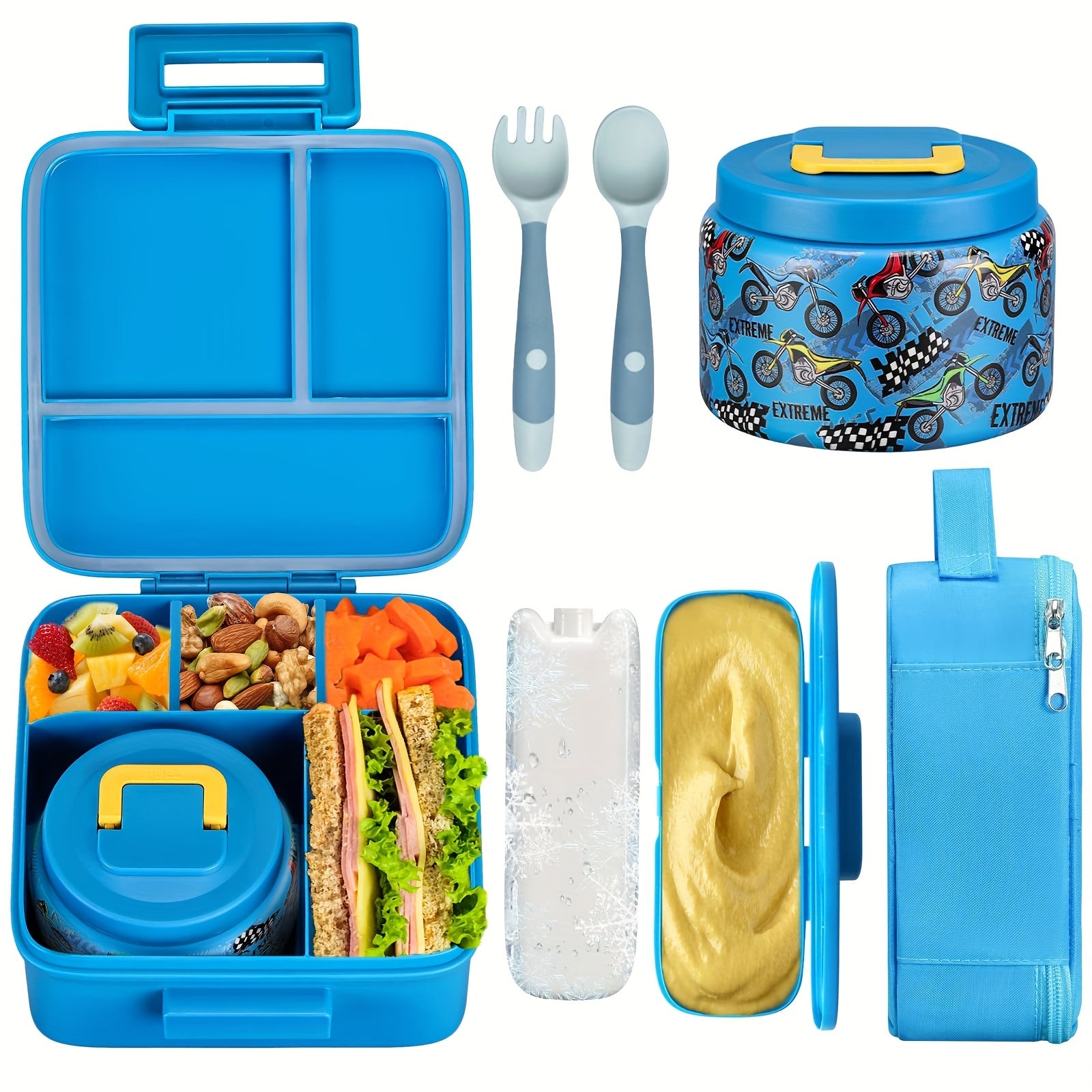 Kids' Lunch Box Set with Insulated Food Jar and Utensils Leak-Proof Container