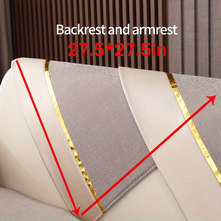 Chenille Sofa Cover for 1-4 Seater Nordic Style Gold Accents Non-Slip Washable