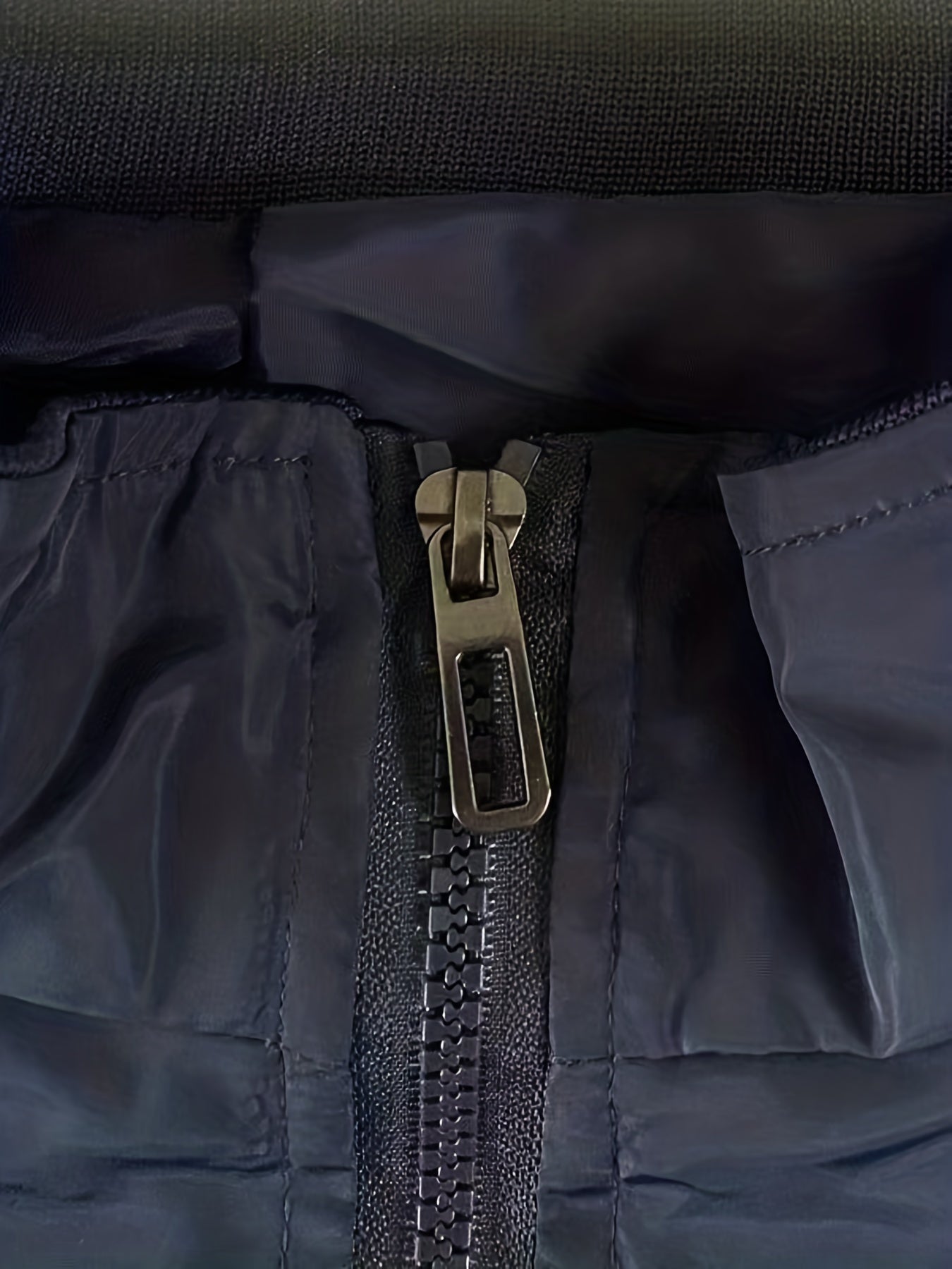 Chaqueta casual para hombre de poliéster con cuello alto, color sólido, transpirable, sin elasticidad, con cremallera, corte regular