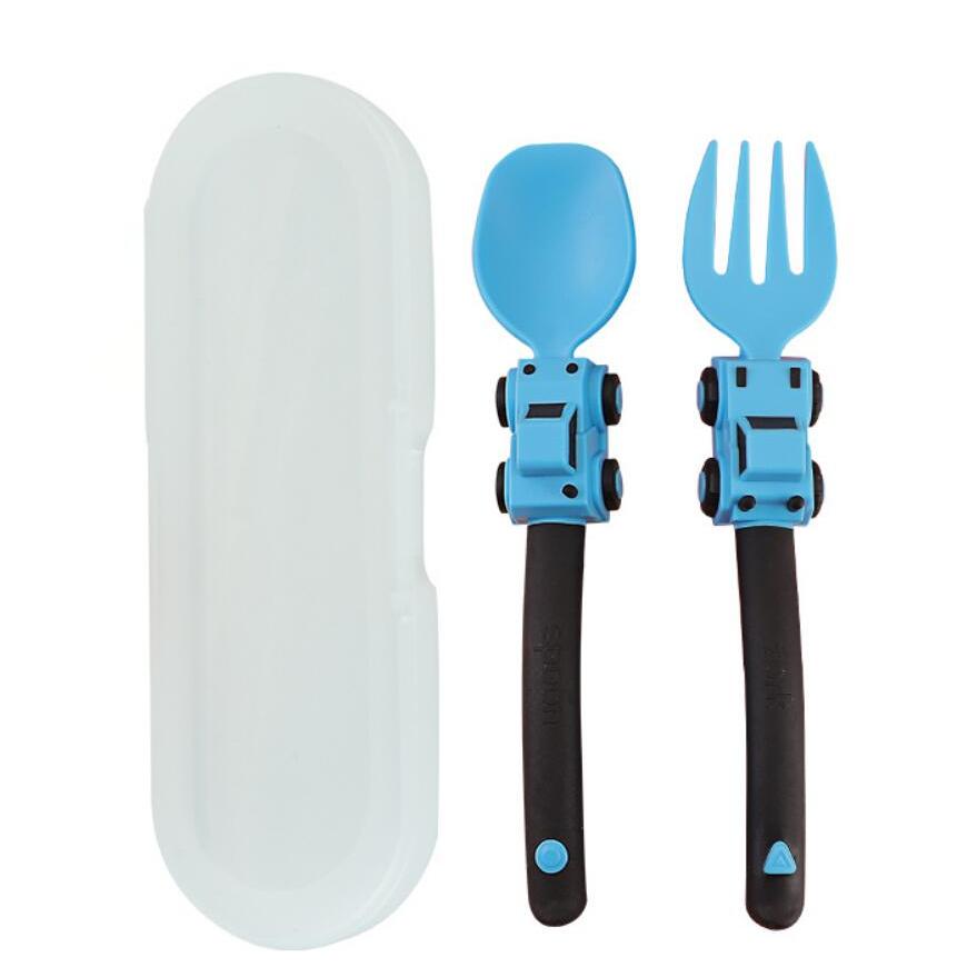 Kids Cartoon Race Car Kids Utensils Fork and Spoon Set for Children Self-Feeding