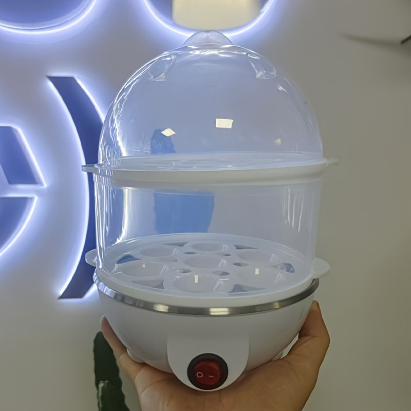 1 dona Evropa Standartlari Double-Layer Avtomatik Tuxum Pishirgich, Taymer va Avtomatik O'chirish bilan, Uyda Oziq-ovqatli Nonushta uchun. PP Materialdan tayyorlangan, Batareyalar kerak emas.