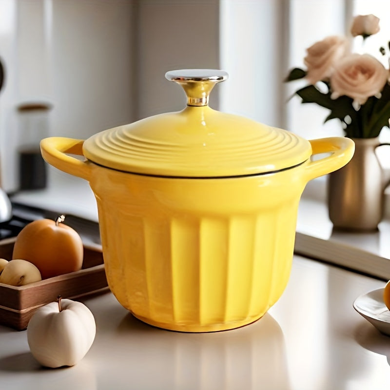 Enamel Cast Iron Dutch Oven Pot with Lid Non-Stick Induction Compatible 1 Piece