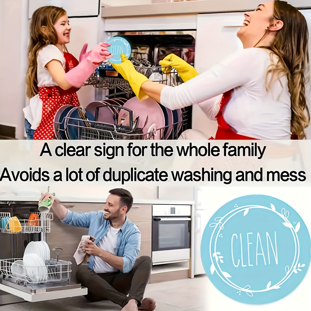 Imán de goma de doble cara para lavavajillas y nevera, señal de limpieza y suciedad