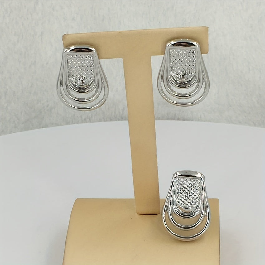 Gold Plated Jewelry Set with Earrings Necklace Bracelet Ring for Parties