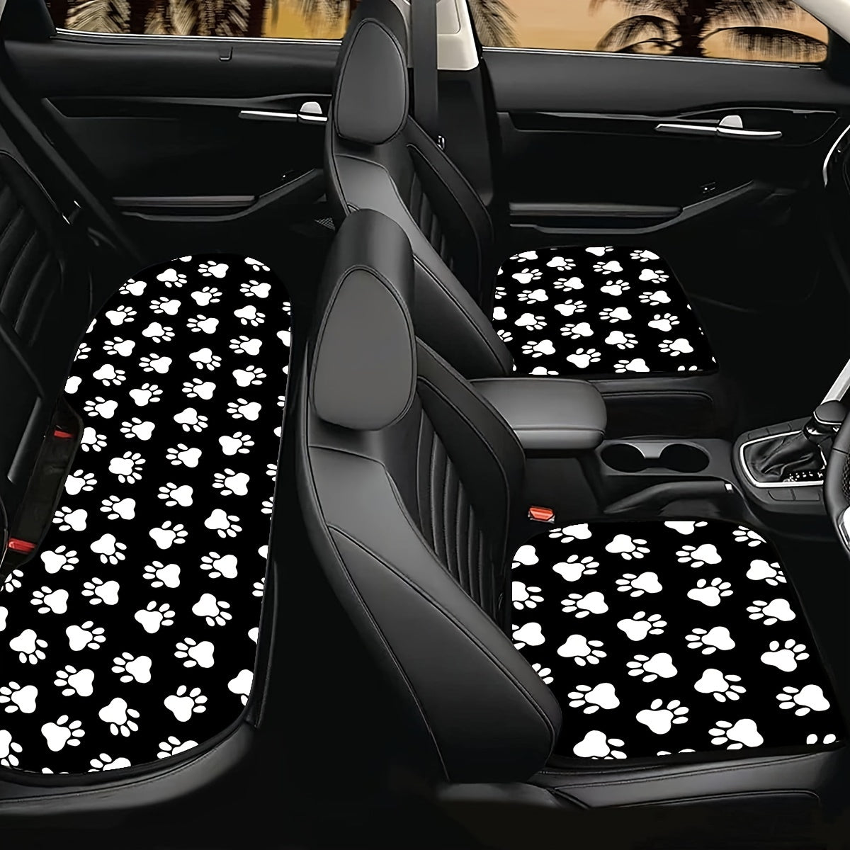 Car Interior Cushion Universal Dog Paw Print Polyester Seat Decor
