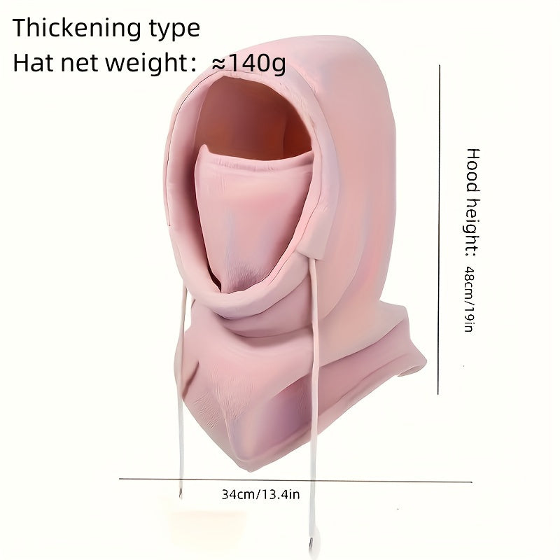 Men Women Winter Balaclava Mask with Drawstring Neck Gaiter and Hooded Scarf Windproof Cold Weather Outdoor