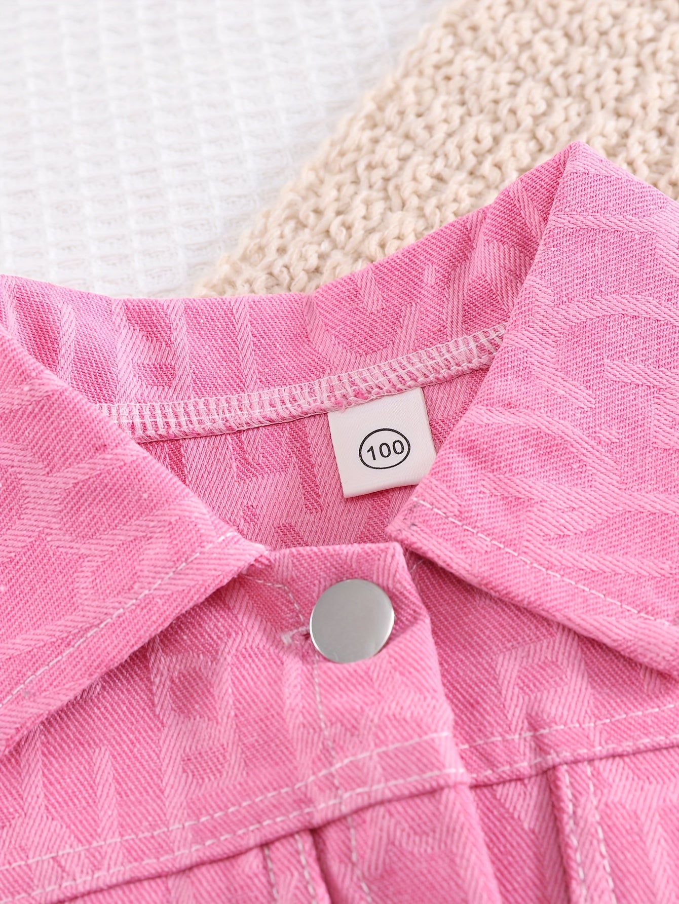 Bolalar uchun pushti jacquard denim kurtka va yubka to'plami, kundalik bahor va kuz