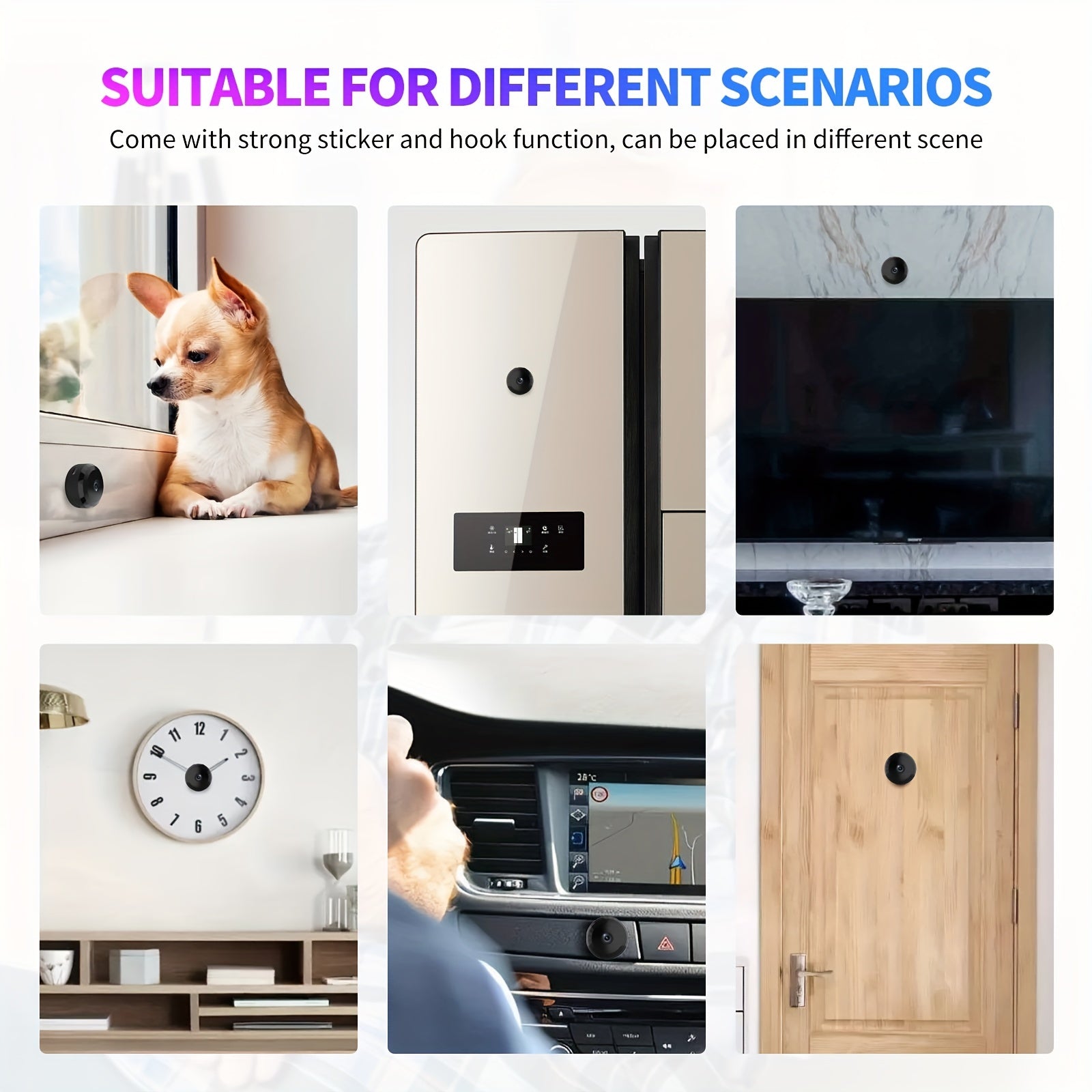 Magnitli ulanish, WiFi aloqasi va masofadan ko'rish imkoniyatlari bilan jihozlangan ixcham xavfsizlik kamerasi uy xavfsizligi uchun.