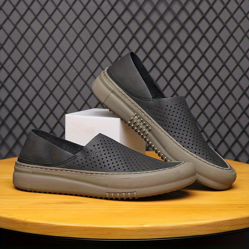Мужские мокасины без шнурков из микрофибровой кожи, противоскользящая резиновая подошва, повседневные прогулки на улице