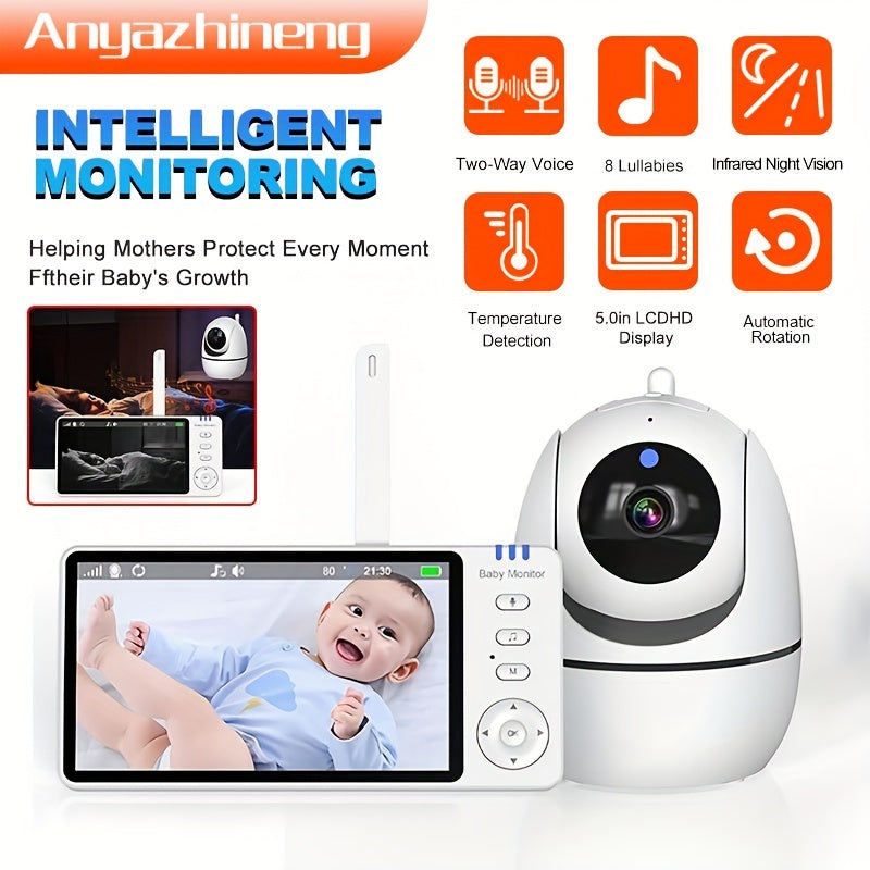 Baby Monitor 5-Inch Display WiFi Two-Way Audio Temperature Lullaby Feeding Timer
