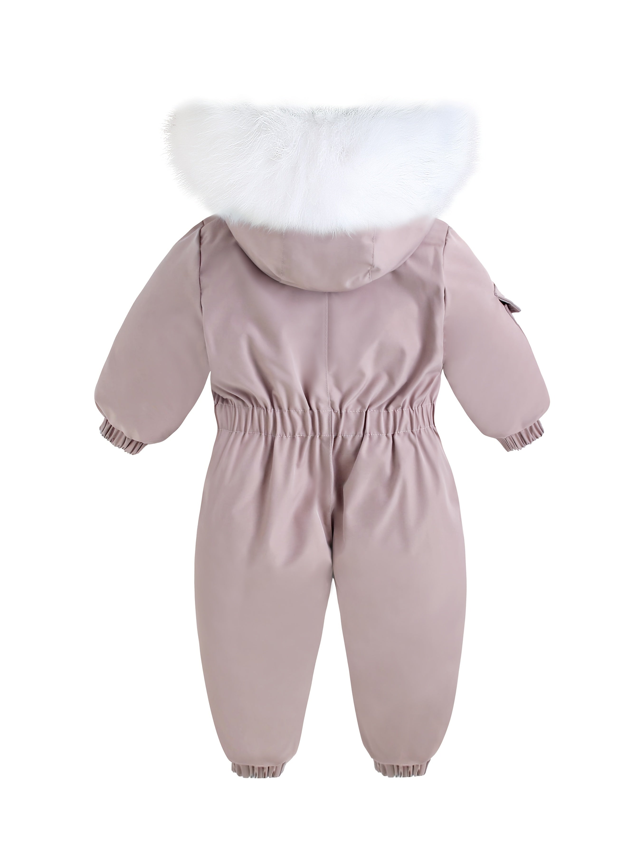 Baby Winter Jacket Hooded Fur Trim Pockets Fleece-Lined Unisex Navy Blue