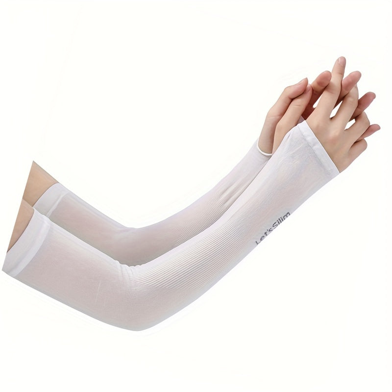 Mangas de protección solar de nylon para hombres y mujeres, cubre brazos con protección UV y dedos