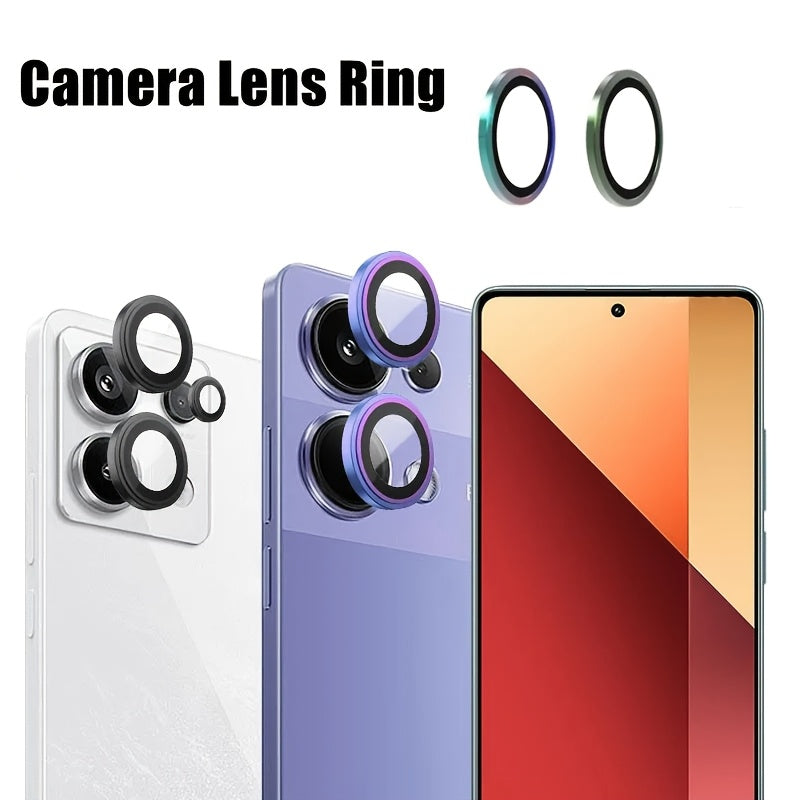 Tempered Glass Camera Lens Protector with Metal Ring for Xiaomi Redmi Note 13 Pro Plus