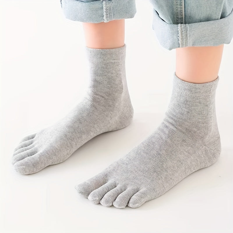 Men's Breathable Toe Socks Sports Novelty Knit Polyester Solid