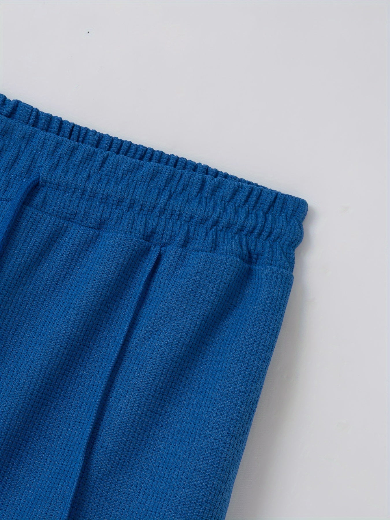 Men's Grey Waffle Knit Baseball Collar Sports Set Zip-Up Pants with Drawstring Waist