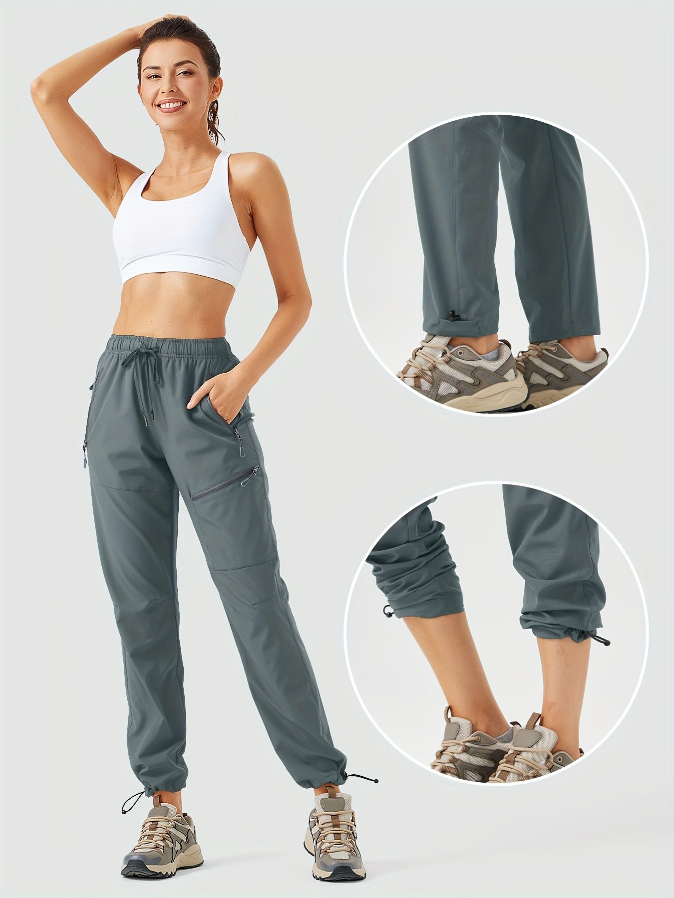 Women's Plus Size Lightweight Quick-Dry Hiking Pants Beige All-Season Outdoor Activewear