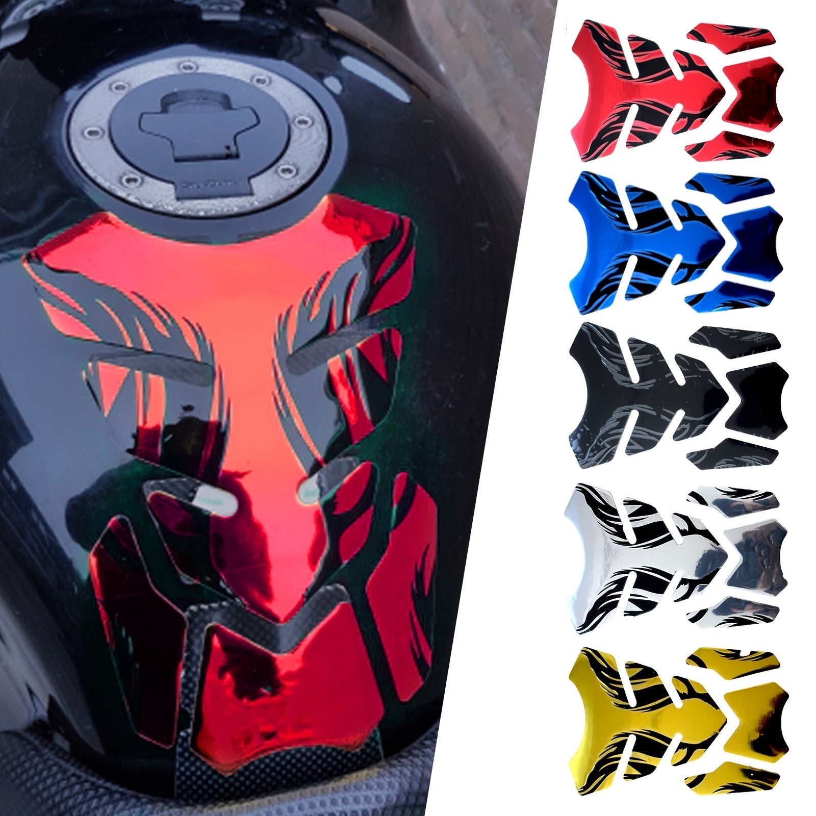 Motorcycle Oil Drum Mat Sticker Fishbone 3D Protective Cover Decorative Flame