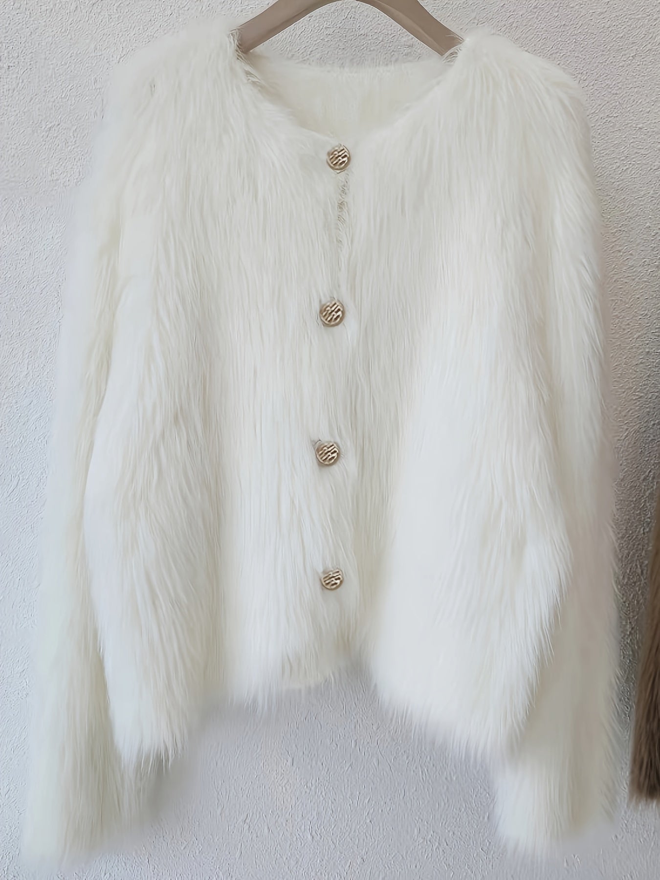 Plus Size Knit Cardigan Coat with Buttons Crew Neck Solid Color Fall Winter