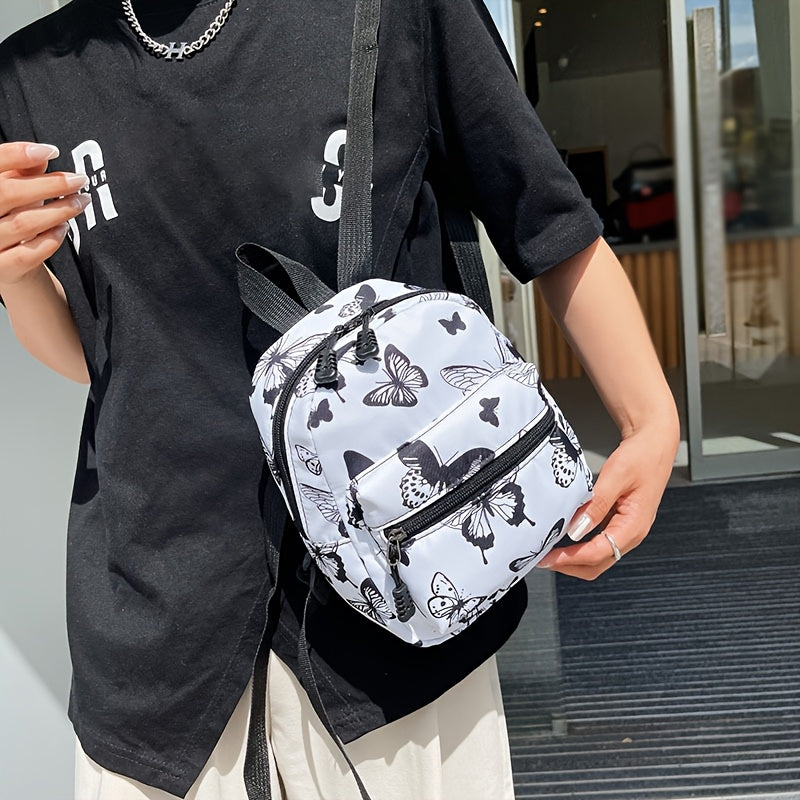 Qizlar uchun o'yinchoq kapalak naqshli, sozlanadigan kamarli, preppy uslubidagi rucksack, oq polyester astar bilan. Qo'l bilan yuvish yoki quruq tozalash.