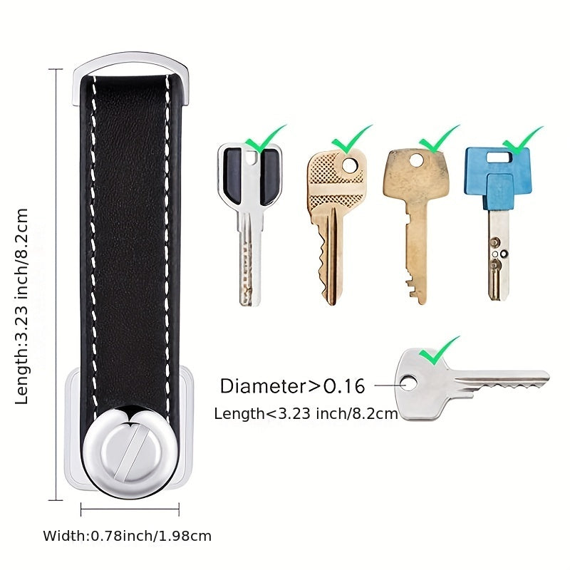 Leather Keychain Wallet with Chain and Key Ring for Housekeeper Pocket Organization