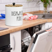 Rustic Dishwasher Pod Holder With Lid Laundry Detergent Storage Kitchen Organizer