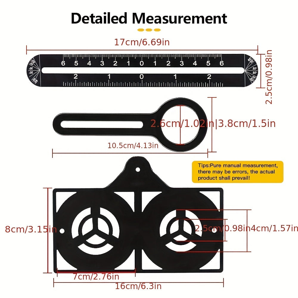 6-Fold Aluminum Alloy Angle Ruler Measuring Tool with Perforated Template and Drill Guide