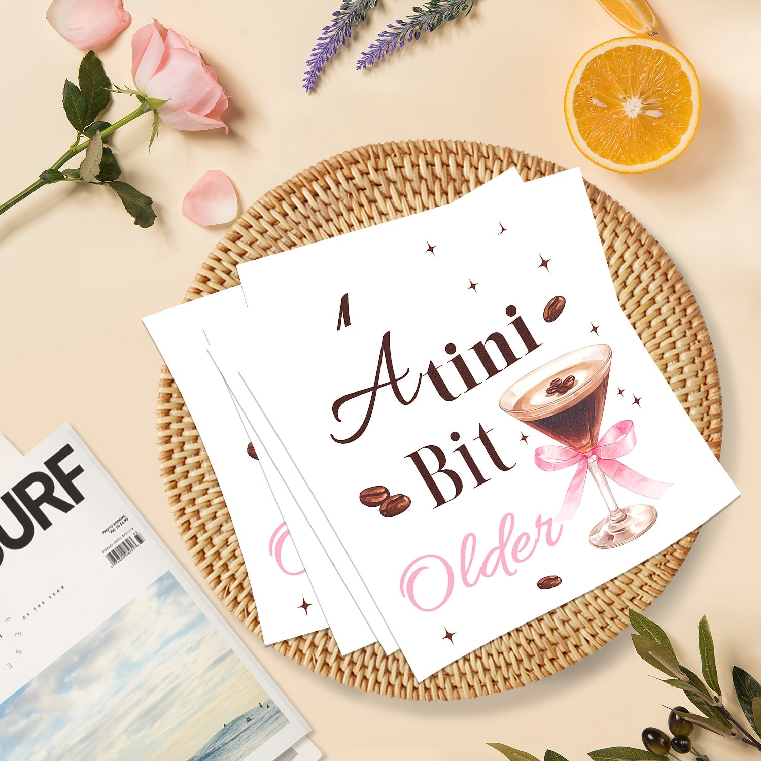 Set of 20 Brown Espresso Martini Napkins for Birthday or Bachelor Party Decoration