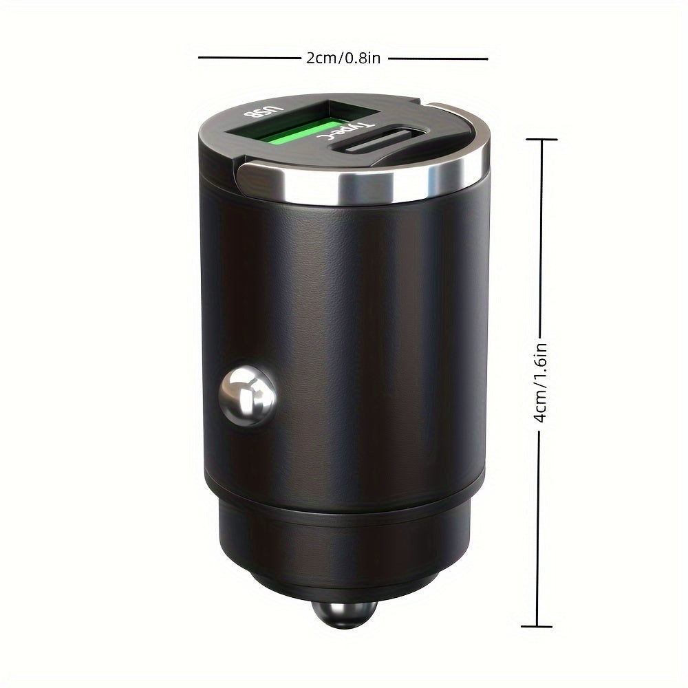 Dual Port 100W Fast Charging Car Charger Alloy Mini Design with Pull Ring