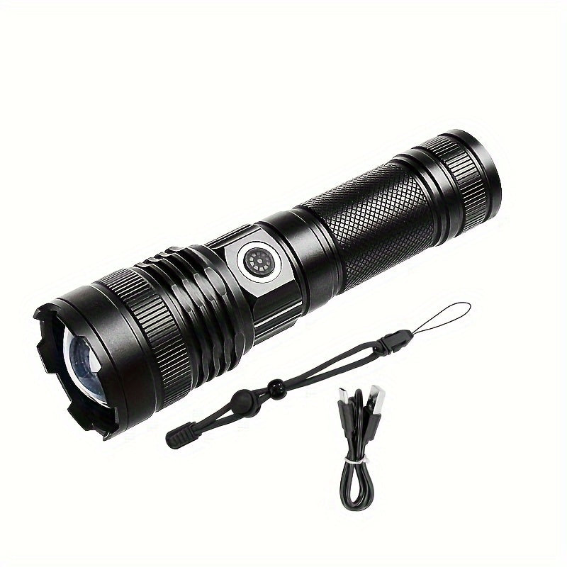 30W LED Tactical Flashlight USB Rechargeable Waterproof Aluminum Alloy Long-Range Zoom