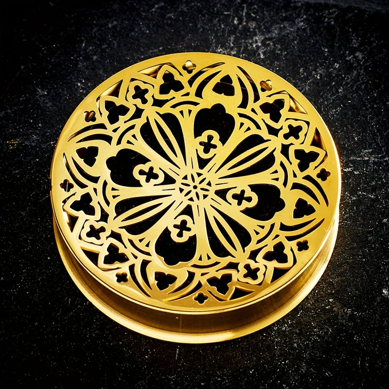 2 ta Hip Hop zanglamas po'latdan yasalgan quloq kengaytmalari to'plami, oltin gullar dizayni bilan - Har kuni kiyish va partiyalar uchun ideal. Kengaytiriluvchi yoki tunel sifatida ishlatilishi mumkin.