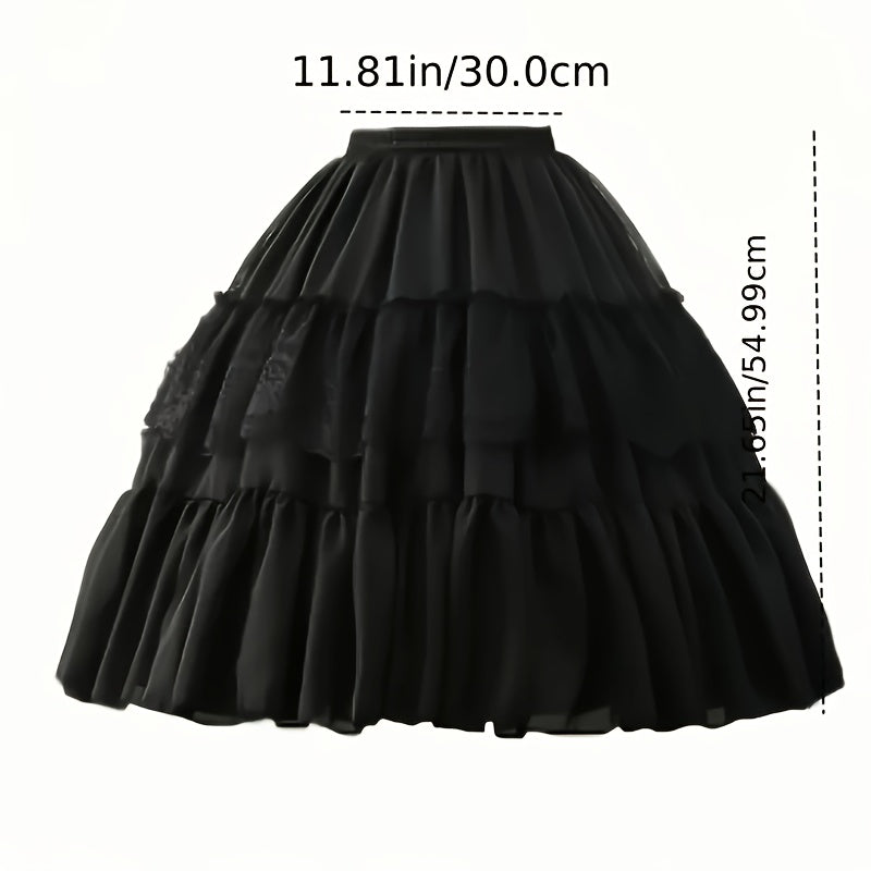 Falda de encaje para mujer con soporte de espina de pescado y cintura ajustable blanca negra elegante