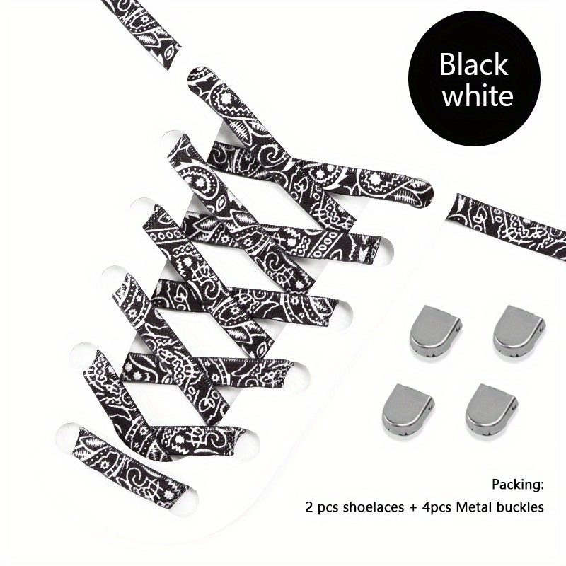 Unisex Elastic Cashew Flower Shoelaces 100cm for Sports and Casual Shoes