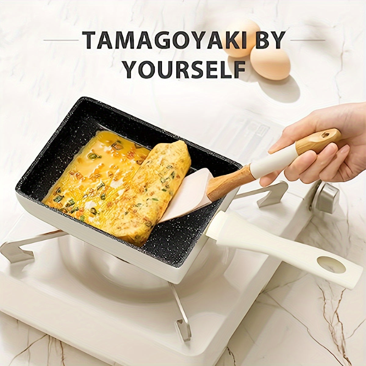 Nonstick Square Egg Pan for Tamagoyaki 13.5cm Granite Coated Dishwasher Safe