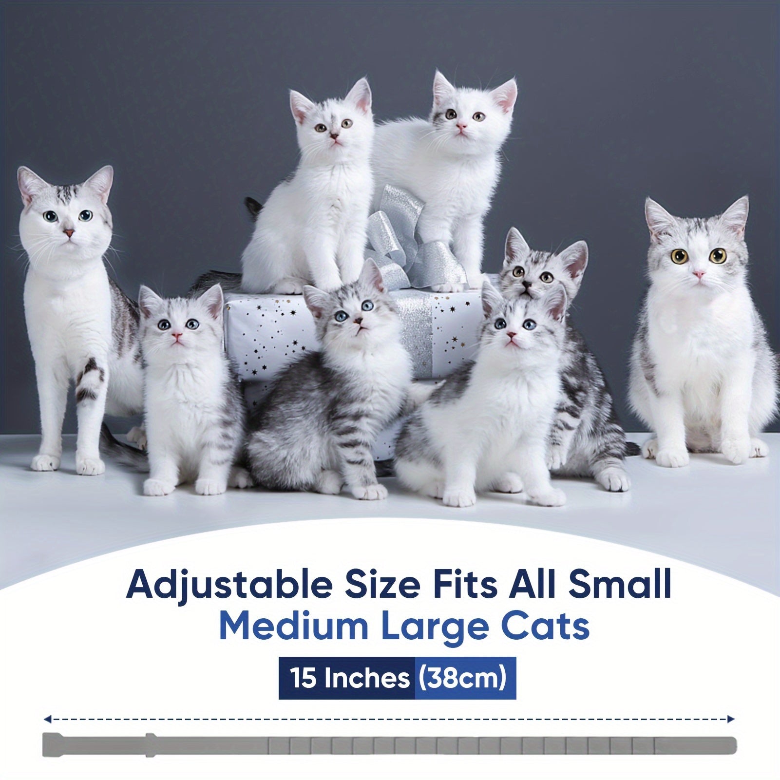 Set of 4 Cat Calming Collars with Pheromones, Adjustable Stress Relief for All Cats