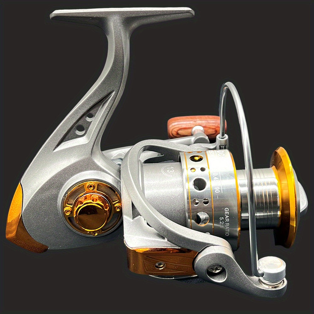 High-Performance Spinning Fishing Reel Stainless Steel Copper Aluminum Alloy Smooth Bearings Wooden Handle for Freshwater Saltwater