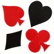 Set of 24 Iron-On Halloween Costume Patches Embroidered Polyester Red Black Hearts Spades Clubs