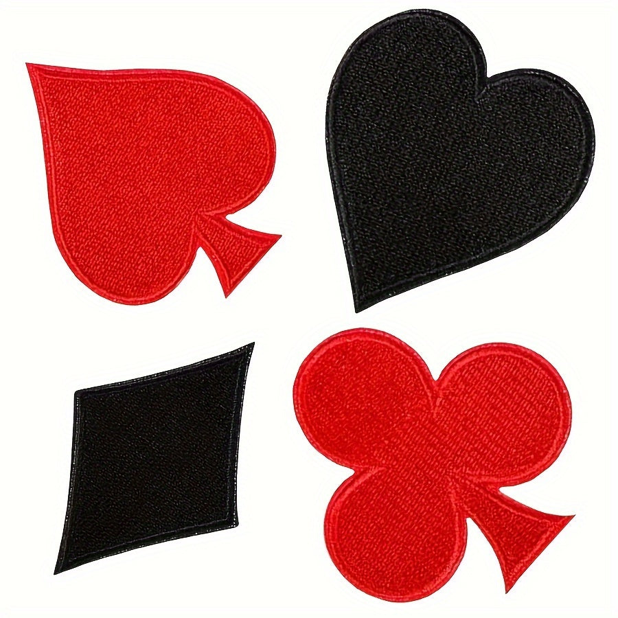 Set of 24 Iron-On Halloween Costume Patches Embroidered Polyester Red Black Hearts Spades Clubs