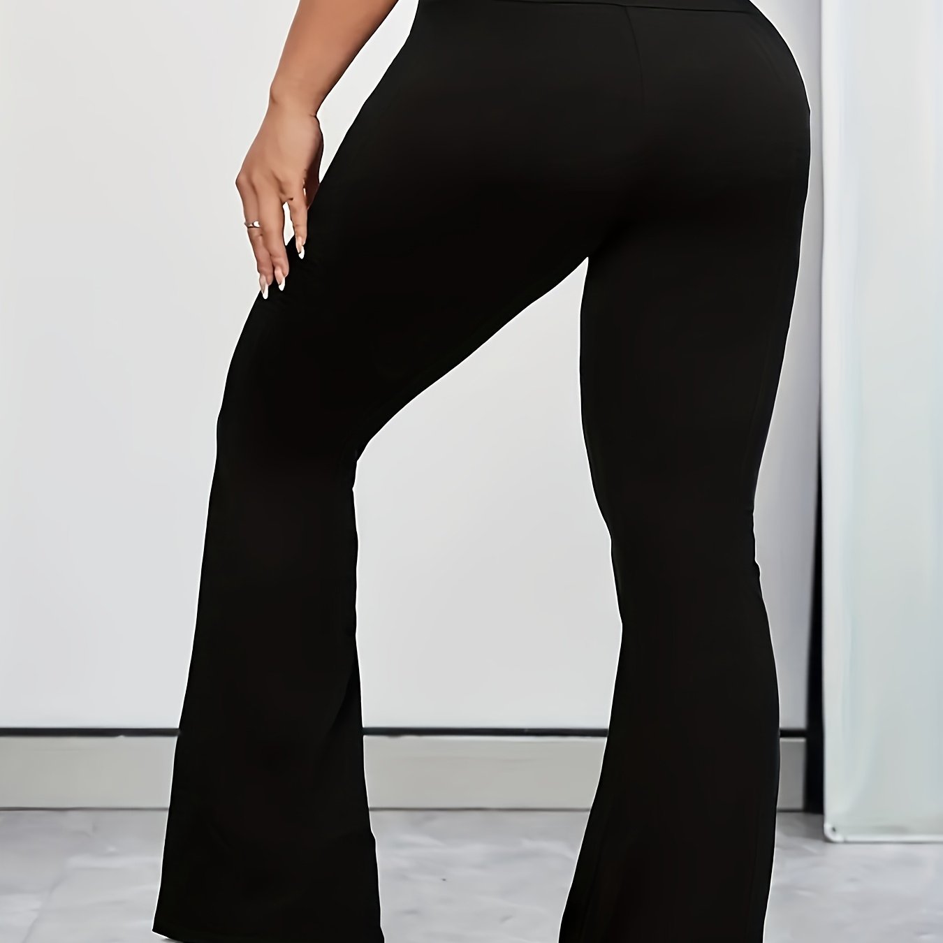 Plus Size Women's Solid Color Flared Pants Slim-Fit Leggings Trousers