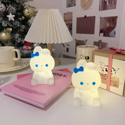 Plastic Asian Style Rabbit Table Lamp with Soft Lighting Battery Operated for Home Decor