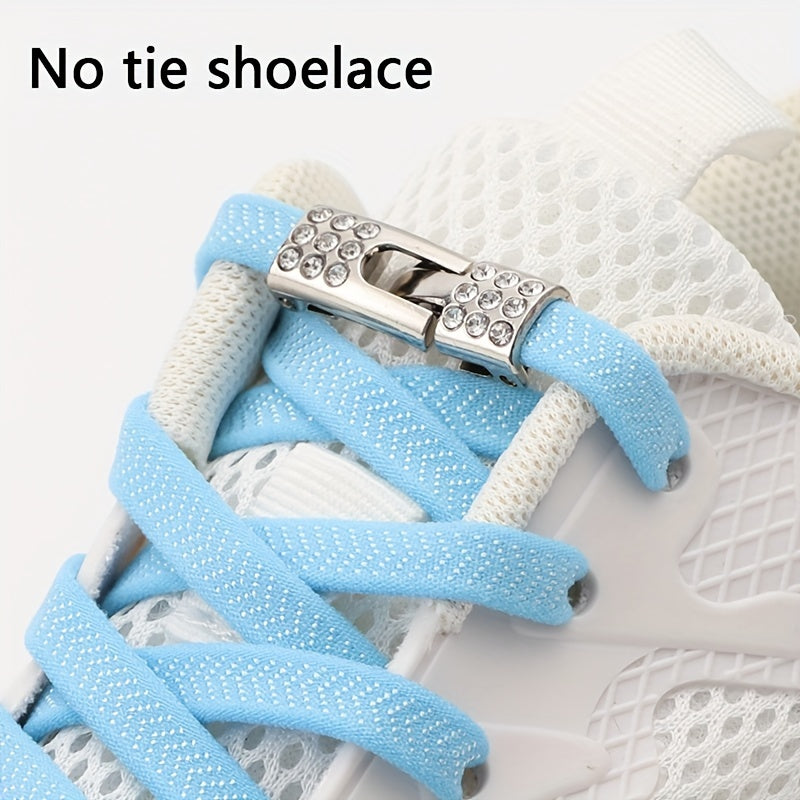 Unisex Rhinestone No-Tie Shoelaces With Buckle Polyester Fashion Sneakers Accessories