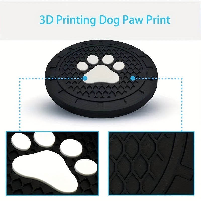 2pcs Silicone Car Cup Holder Coasters Anti-Slip Dog Paw Universal Interior