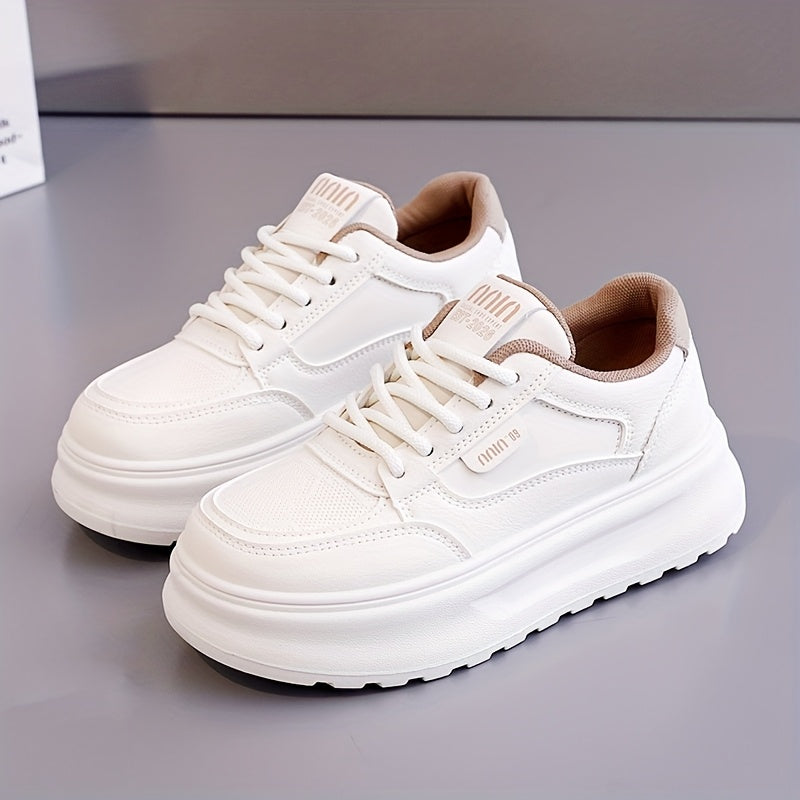 Women's Casual Sneakers Low Top Thick Sole Breathable Lace-Up All-Season