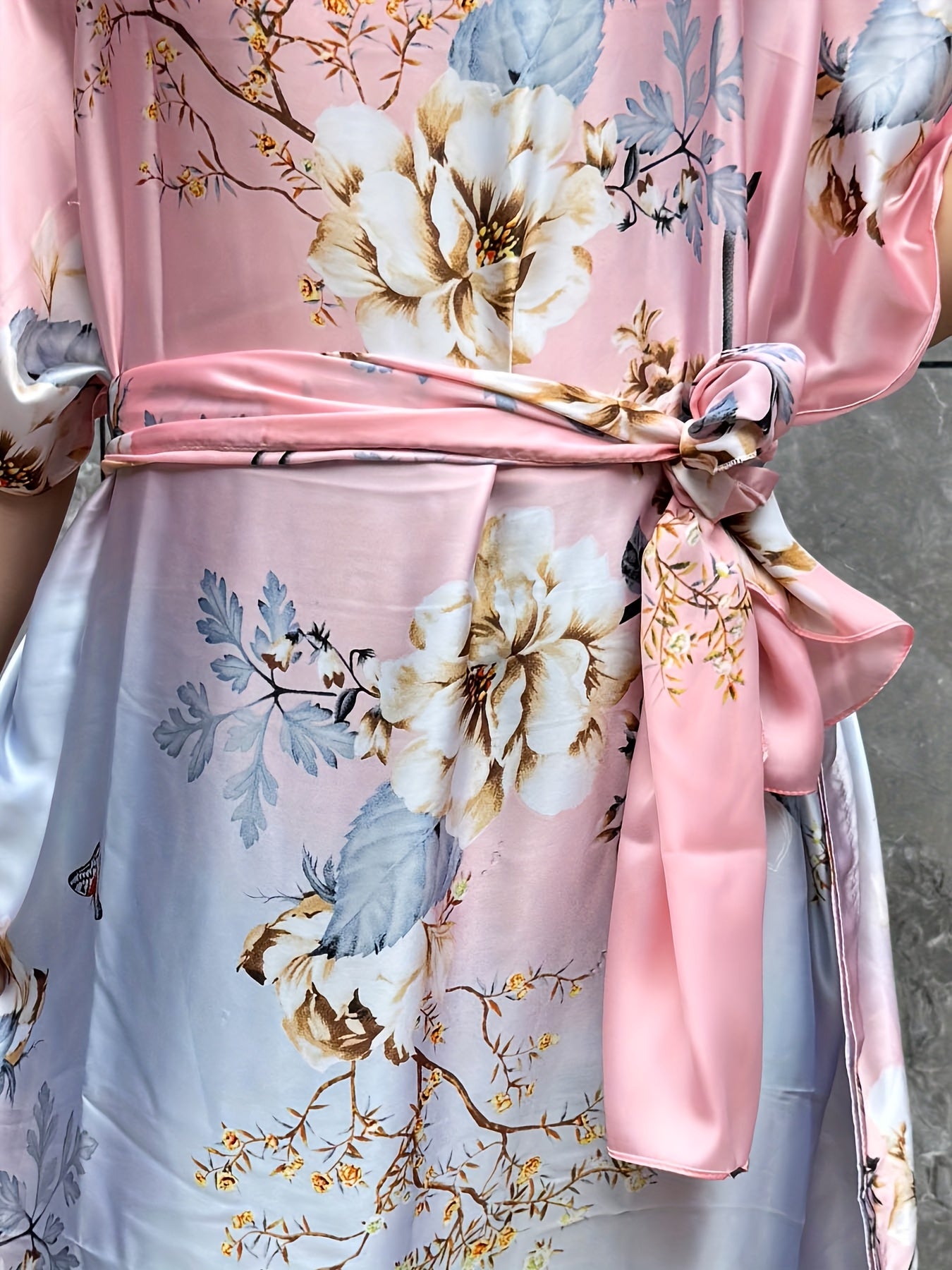 Plus Size Women's Maxi Kaftan Dress Flowy Floral Pink Blue Beige Beach Party