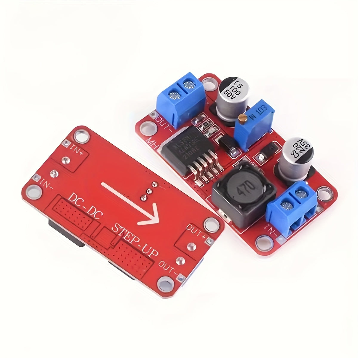 2 Pack Adjustable DC-DC Boost Converter Modules 3V-35V to 5V-40V Metal Alloy