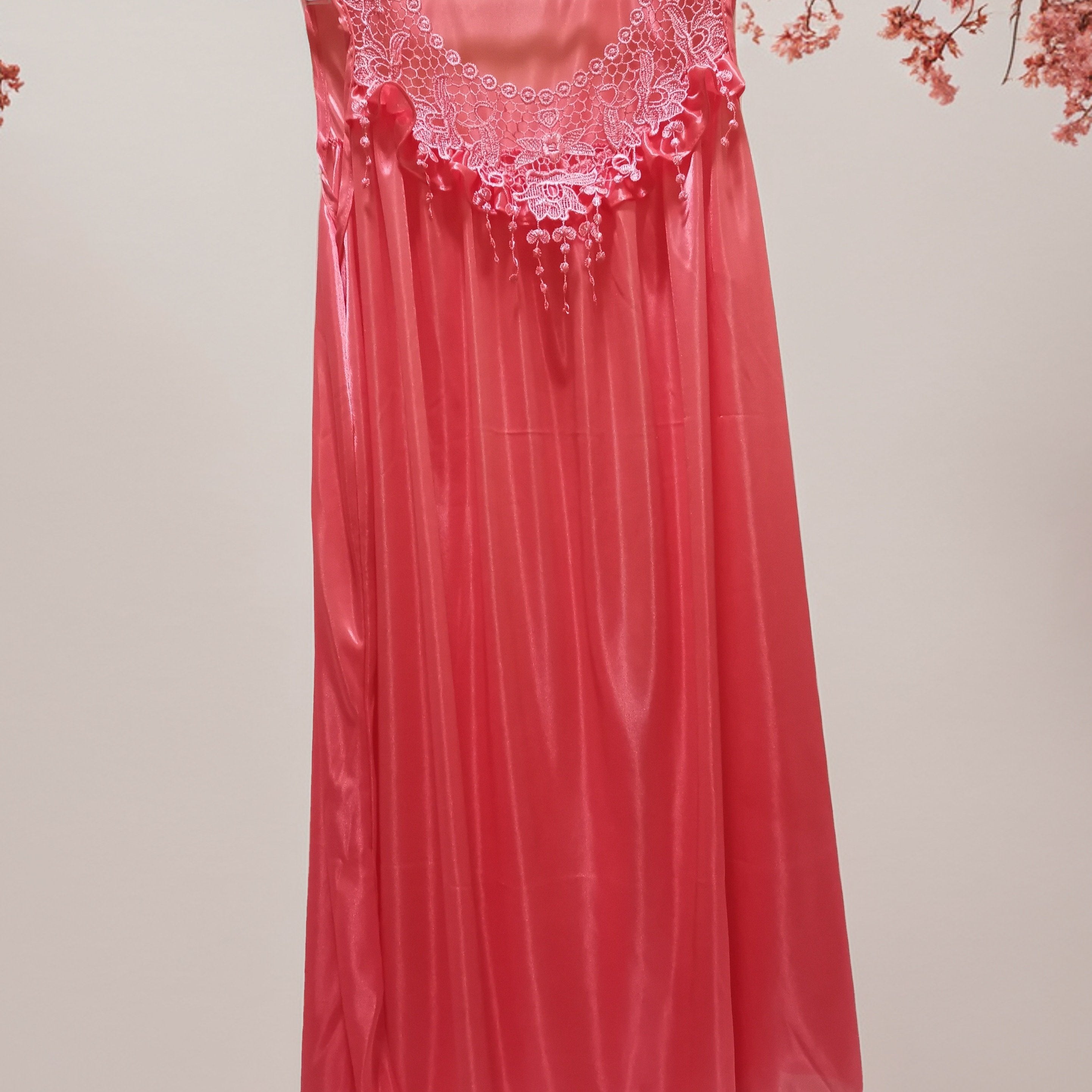 Women's Sleeveless Lace Nightdress Summer Elegant Solid Color Satin Feel Sleepwear