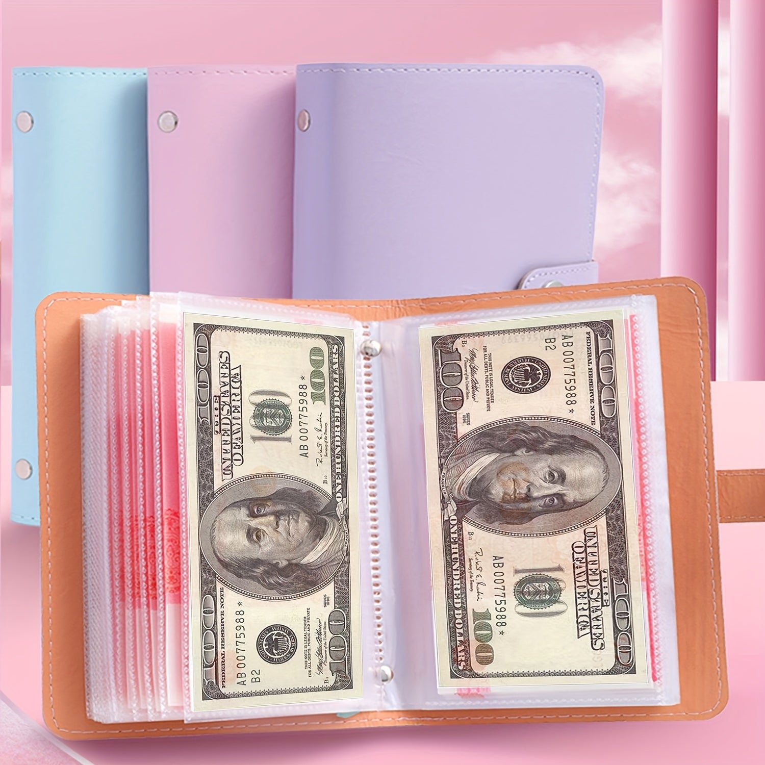 Banknote Storage Book with 100 Pages and Photo Stamps Card Organizer A6 Cash Notebook
